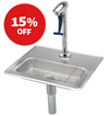 T&S Brass B-1230-12 - Water Station with 12" Pedestal Glass Filler & Drip Pan Assembly