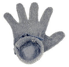 Omcan 5 Finger Stainless Steel Mesh Glove with Gray Silicone Strap – Extra Small
