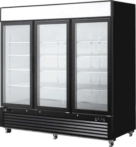 EFI F3-82GDVC - 81.9" Triple Glass Door Display Freezer - 72.4 Cu. Ft.